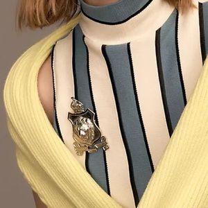 Anthropologie The Restored Vintage Collection: Lion Crest Brooch in silver